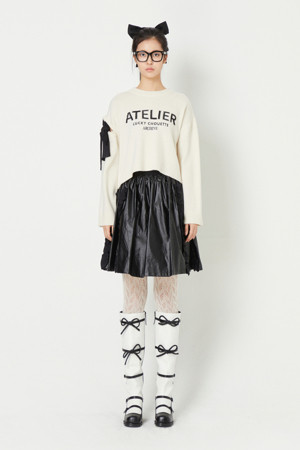 [Atelier] Shoulder Slit Ribbon Decoration Pullover