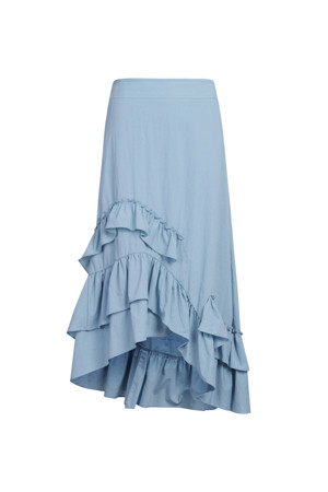 [Re-Order] Frill Point Back Banding Long Skirt (Solid)