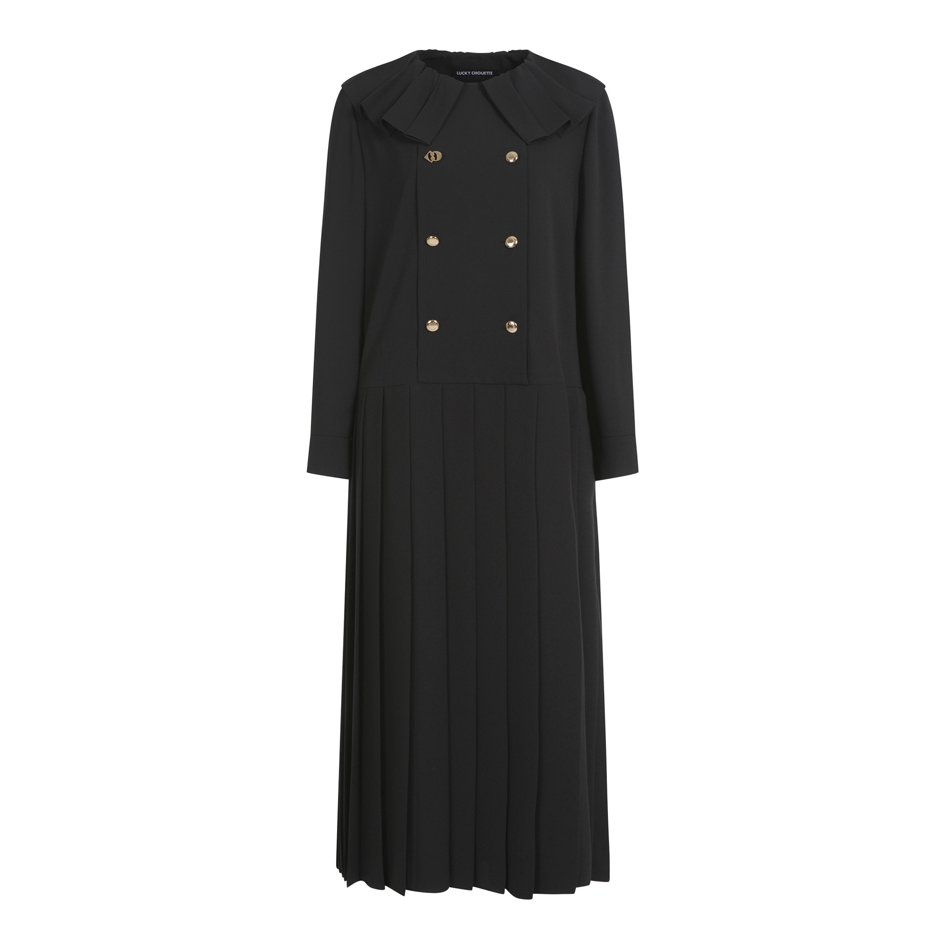 럭키슈에뜨]Ruffle Collar Double Long Dress_LFDAA23270BKX