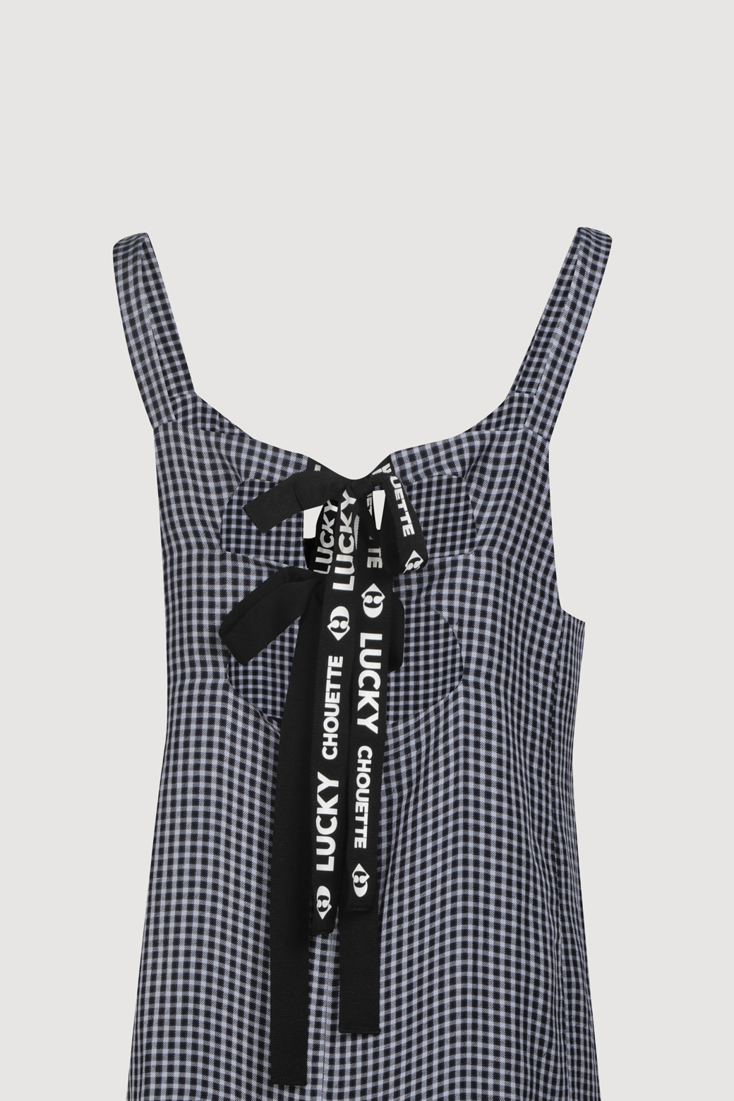 LUCKY CHOUETTE - 원피스 - Front Slit Gingham Check Long Dress