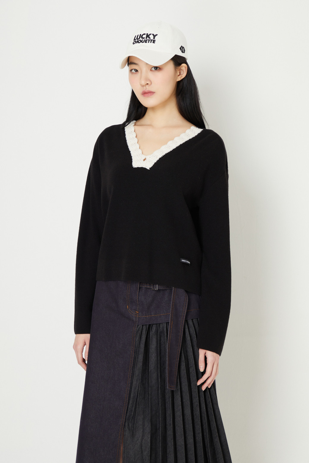 LUCKY CHOUETTE - 니트/가디건 - Crochet Detail Knit Pullover
