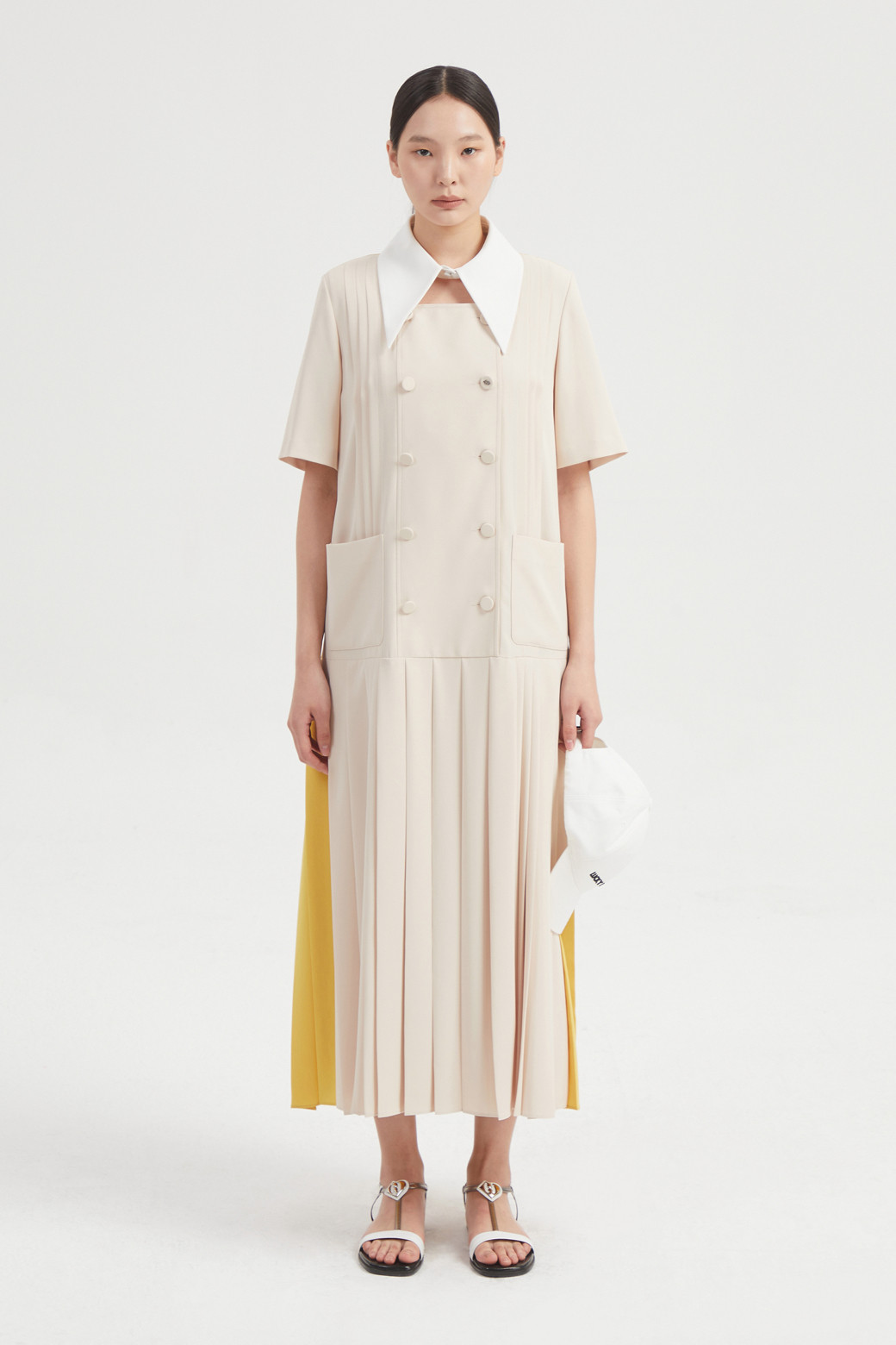 LUCKY CHOUETTE - 원피스 - Pleats Long Dress (Detachable Collar)