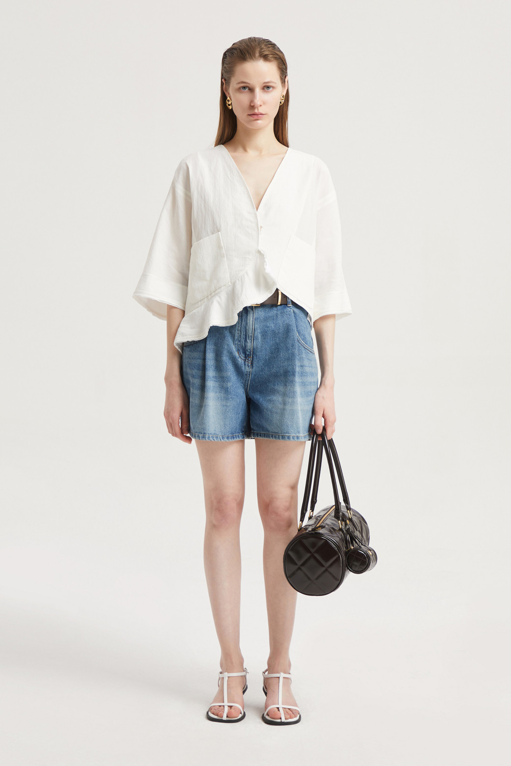 LUCKY CHOUETTE - 자켓 - Cardigan-Type Short Linen Jacket