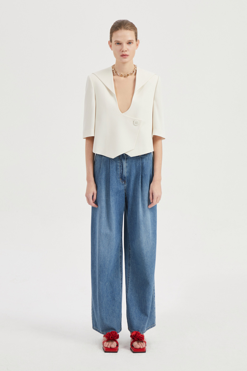 LUCKY CHOUETTE - 자켓 - [Atelier] Sailor Collar Crop Jacket