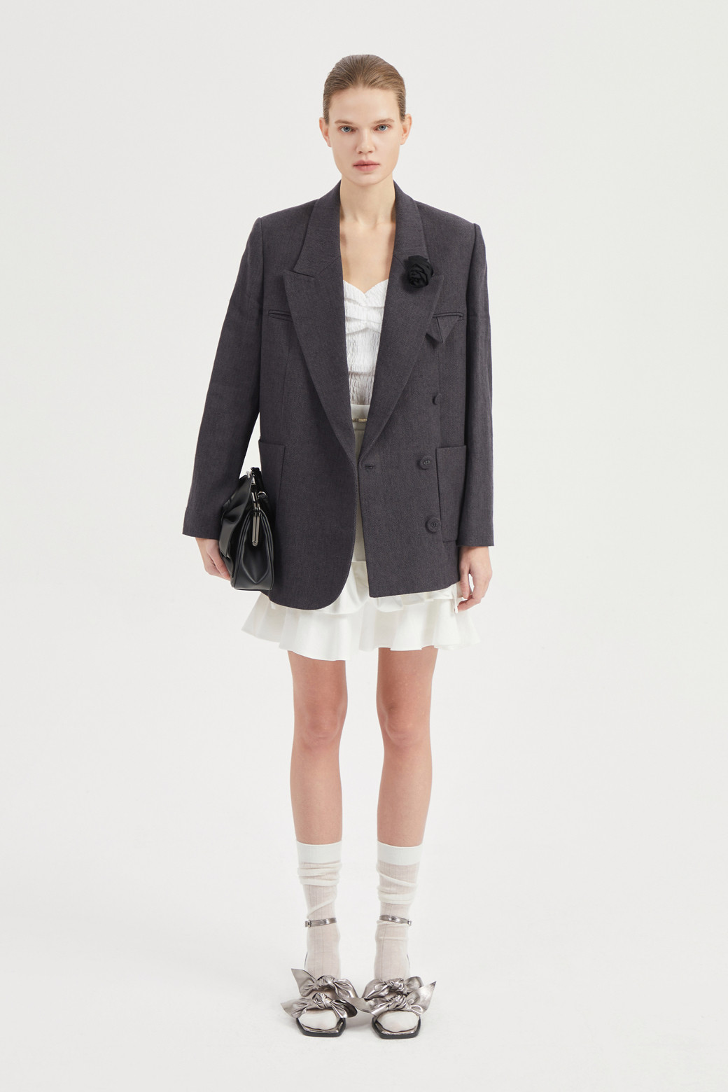 LUCKY CHOUETTE - 자켓 - [Atelier] Herringbone Tailored Jacket (1 Detachable Flower)