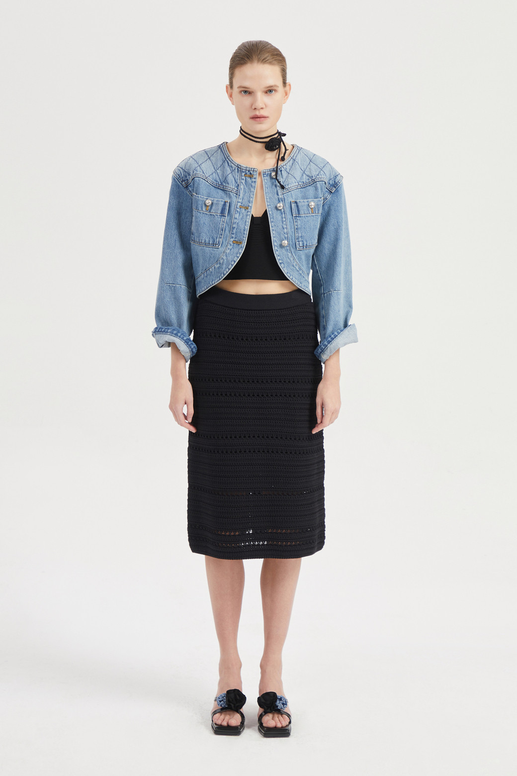 LUCKY CHOUETTE - 자켓 - [Atelier] Denim Crop Jacket