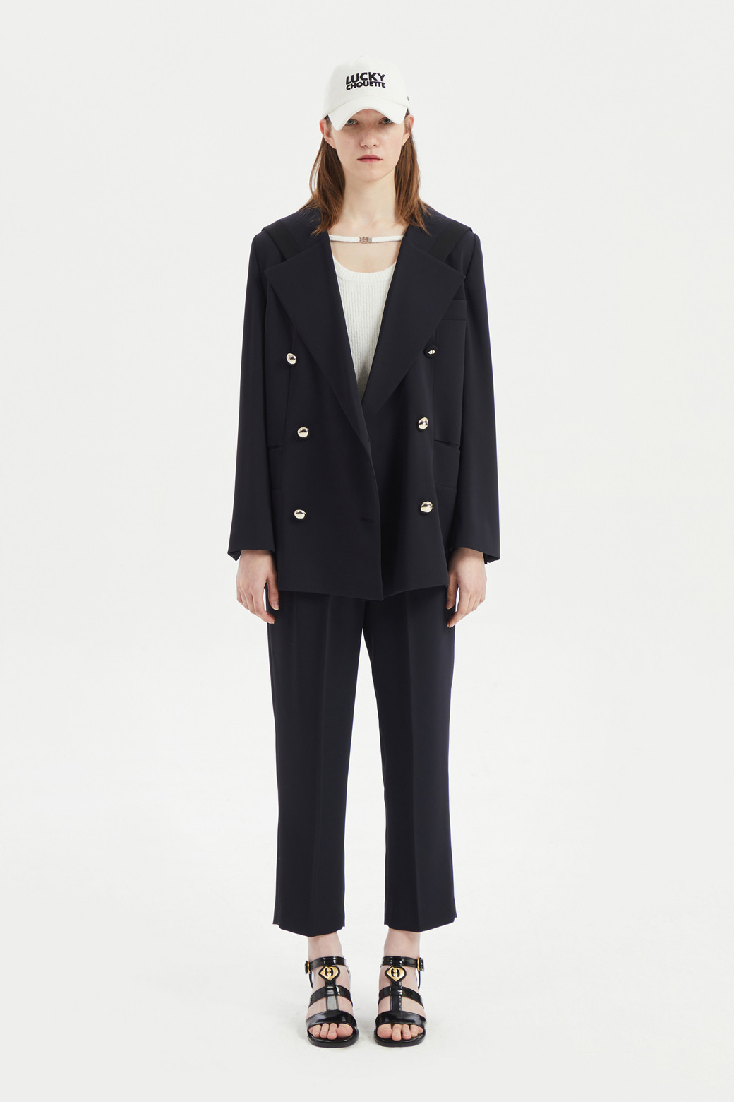 LUCKY CHOUETTE - 롱/미디팬츠 - Baggy Fit Back Banding Pants