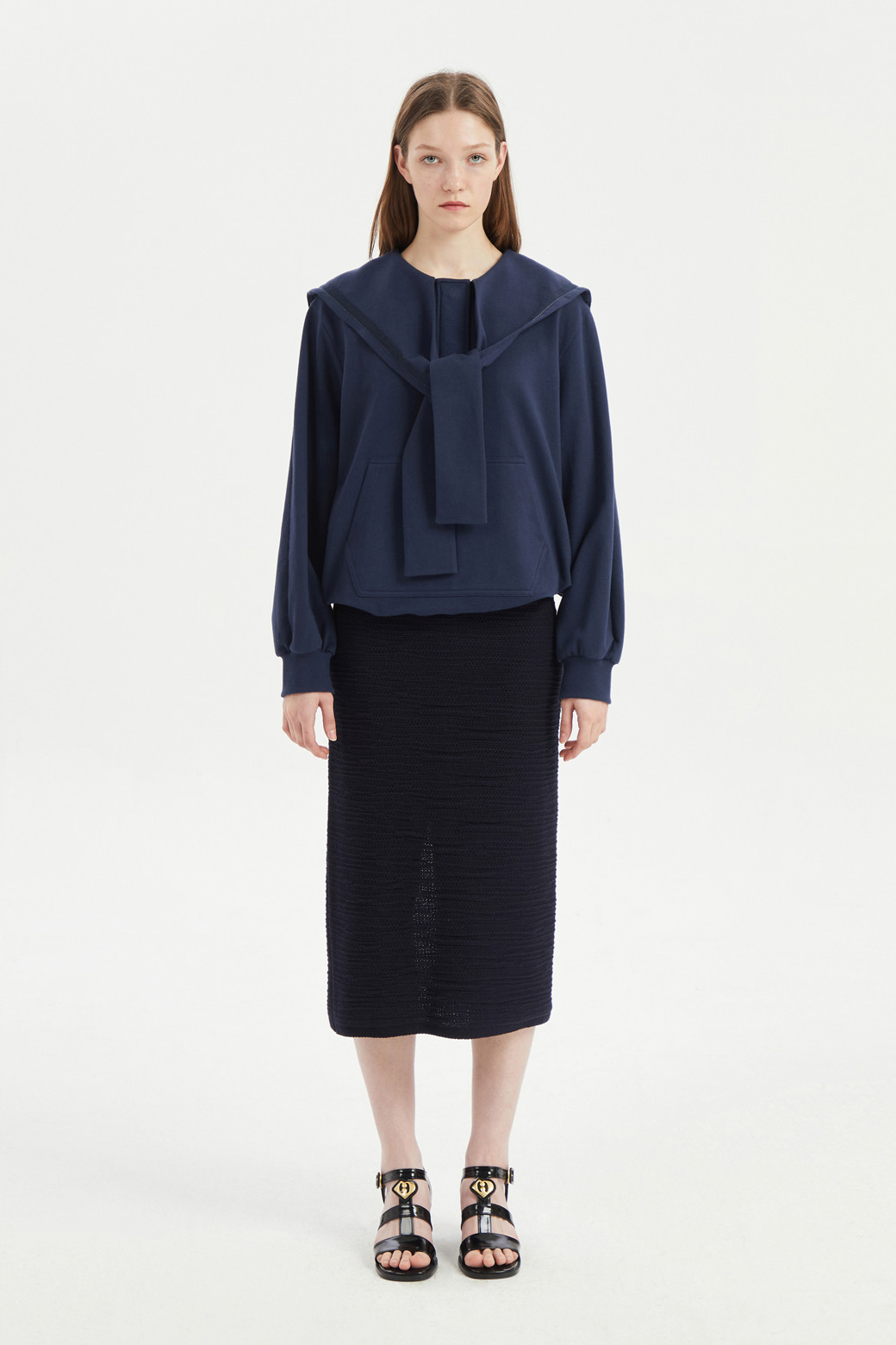 LUCKY CHOUETTE - 티셔츠 - Sailor Collar Anorak Long Sleeve T-shirt