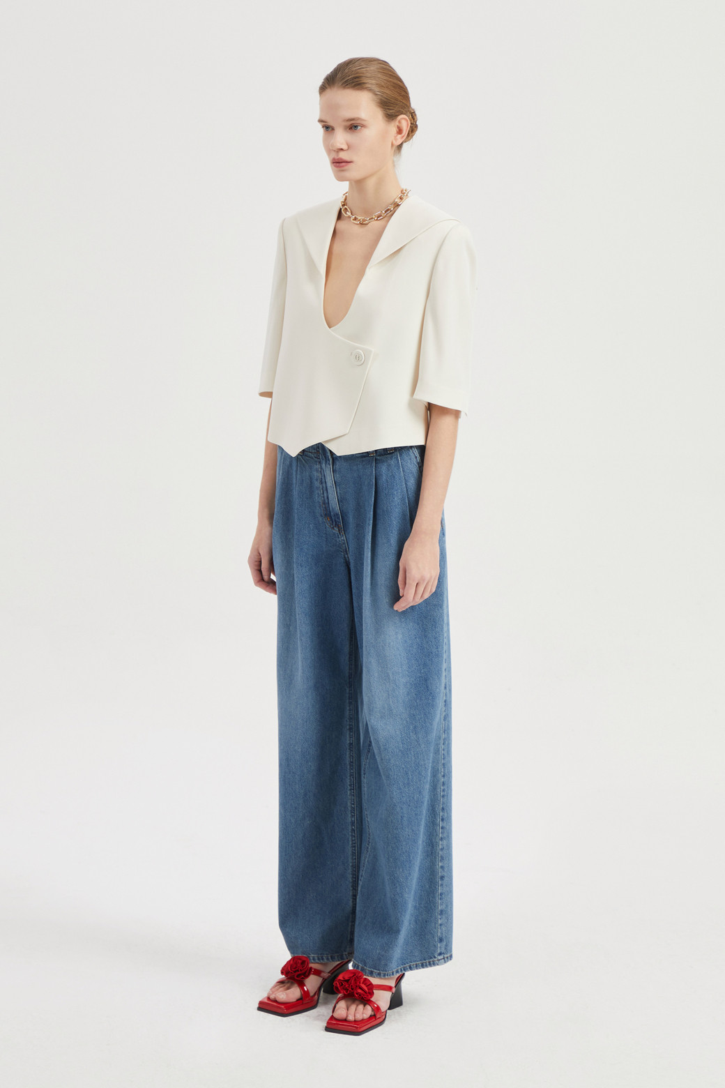 LUCKY CHOUETTE - 자켓 - [Atelier] Sailor Collar Crop Jacket