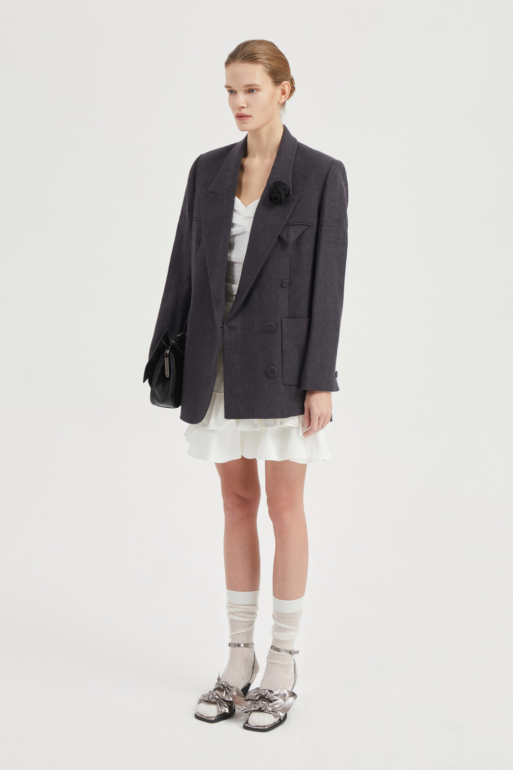 LUCKY CHOUETTE - 자켓 - [Atelier] Herringbone Tailored Jacket (1 Detachable Flower)