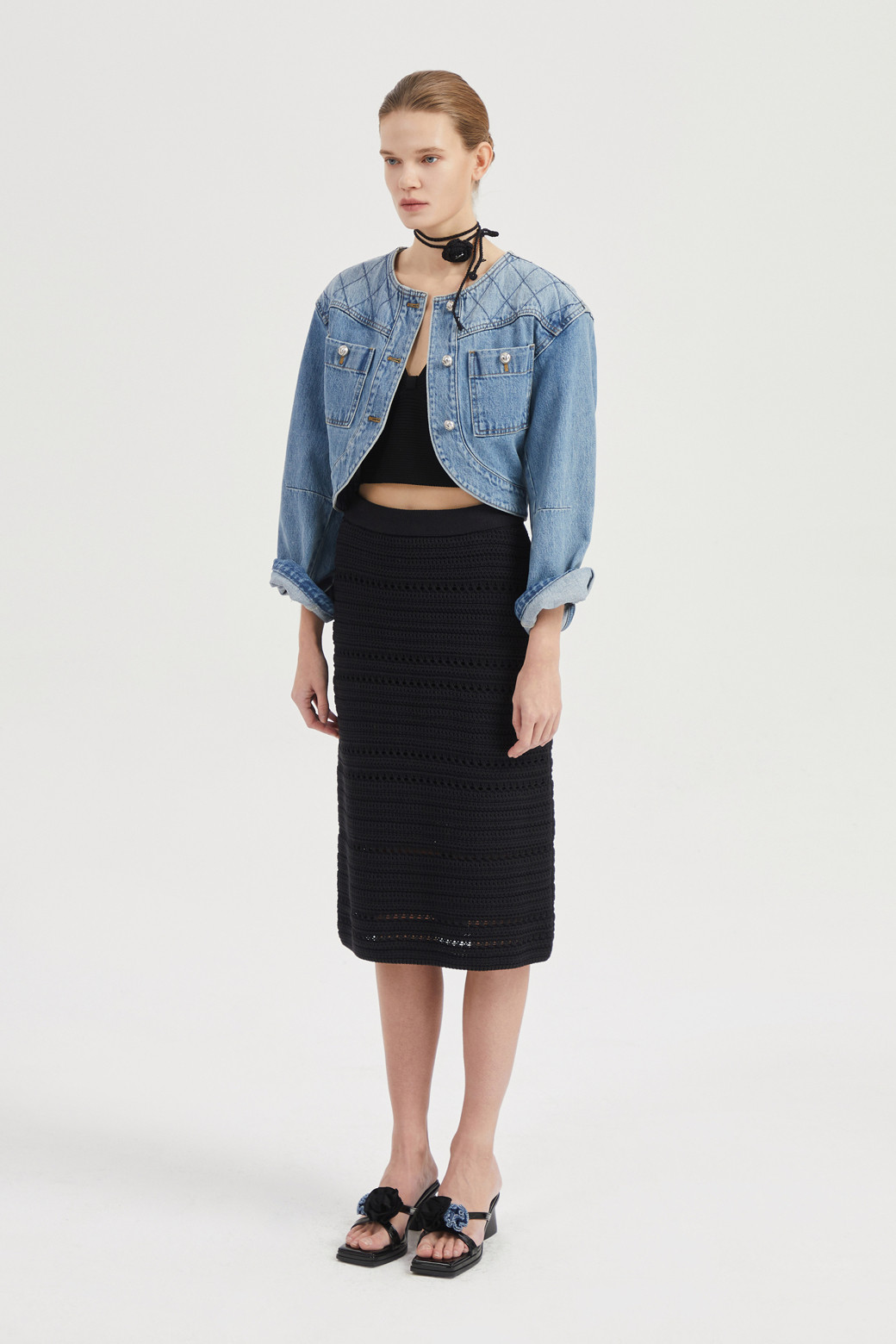 LUCKY CHOUETTE - 자켓 - [Atelier] Denim Crop Jacket