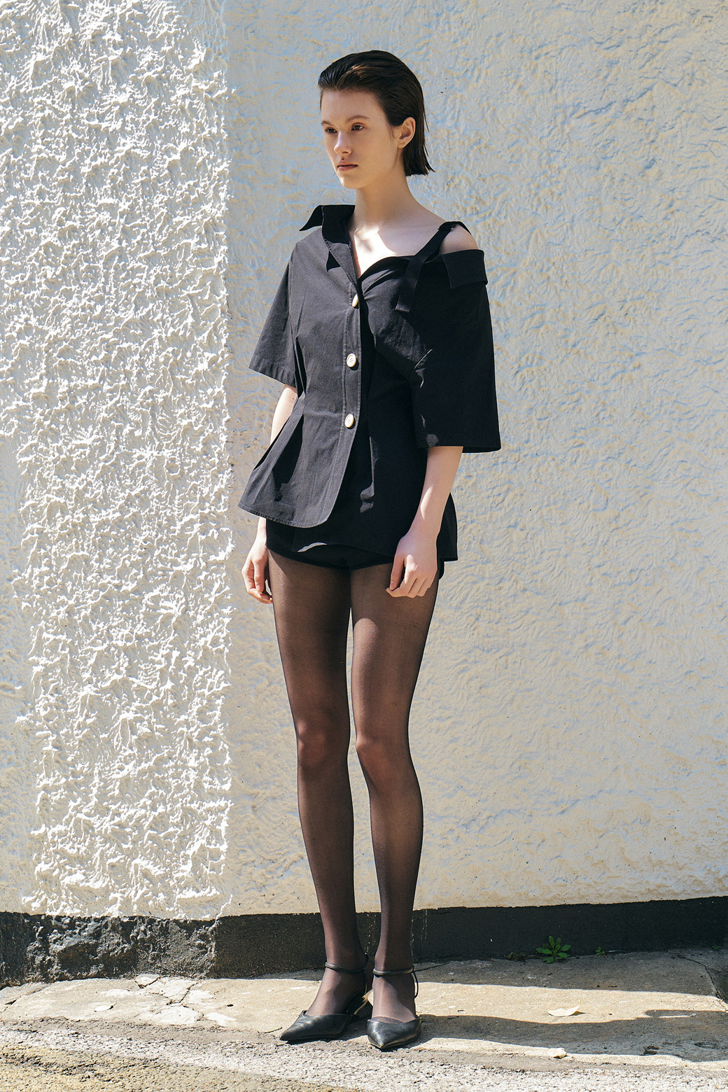 LUCKY CHOUETTE - 블라우스/셔츠 - Shoulder Strap Half Sleeve Blouse