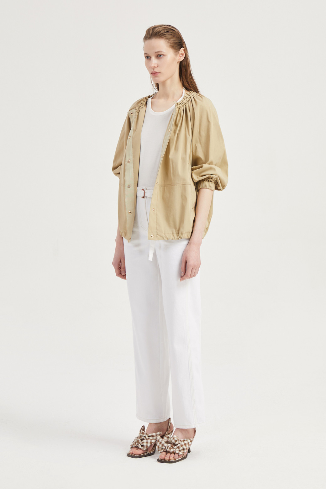LUCKY CHOUETTE - 점퍼 - Round Neck Shirring Volume Jumper