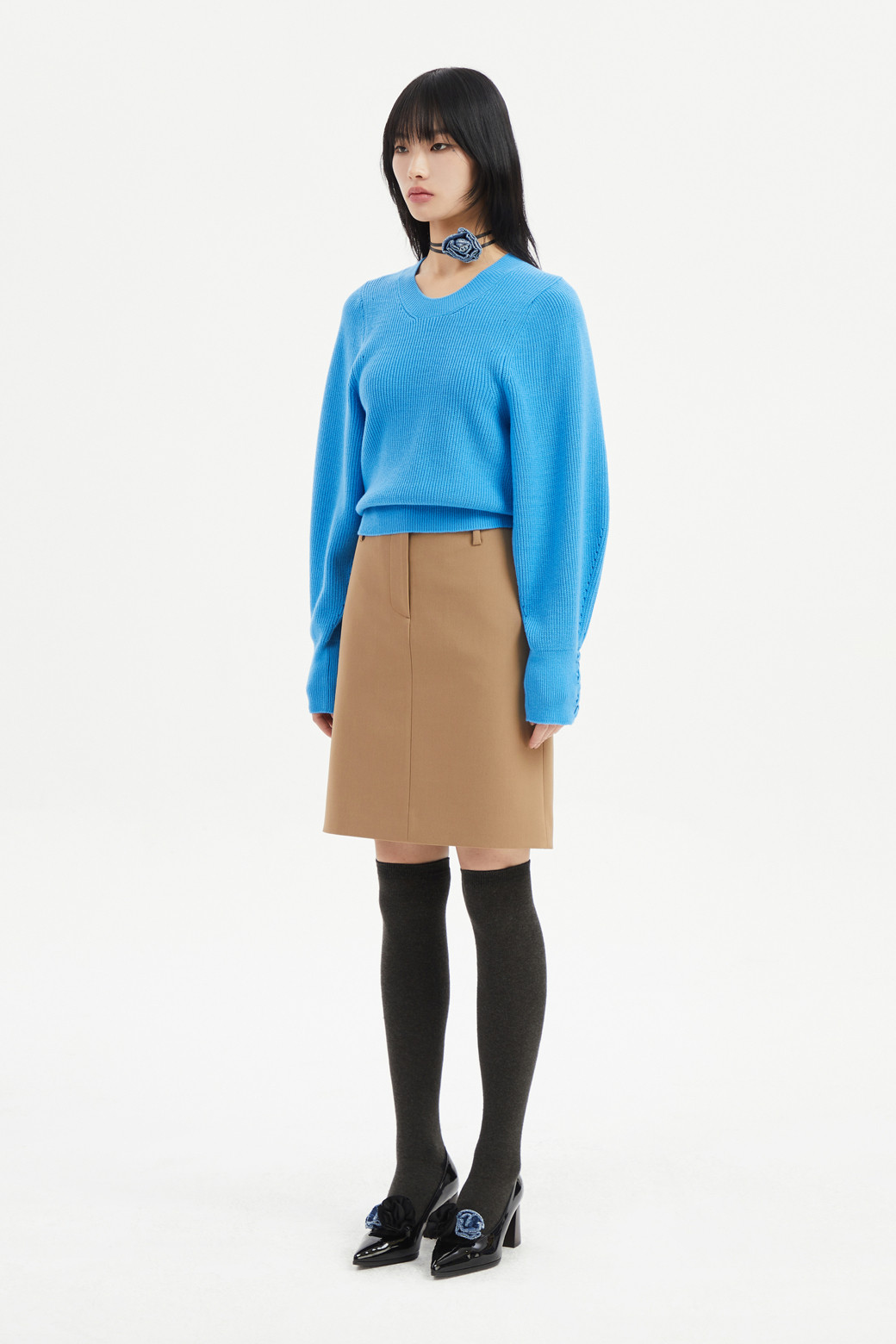 LUCKY CHOUETTE - 니트/가디건 - Sleeve Knitted Detail Knit