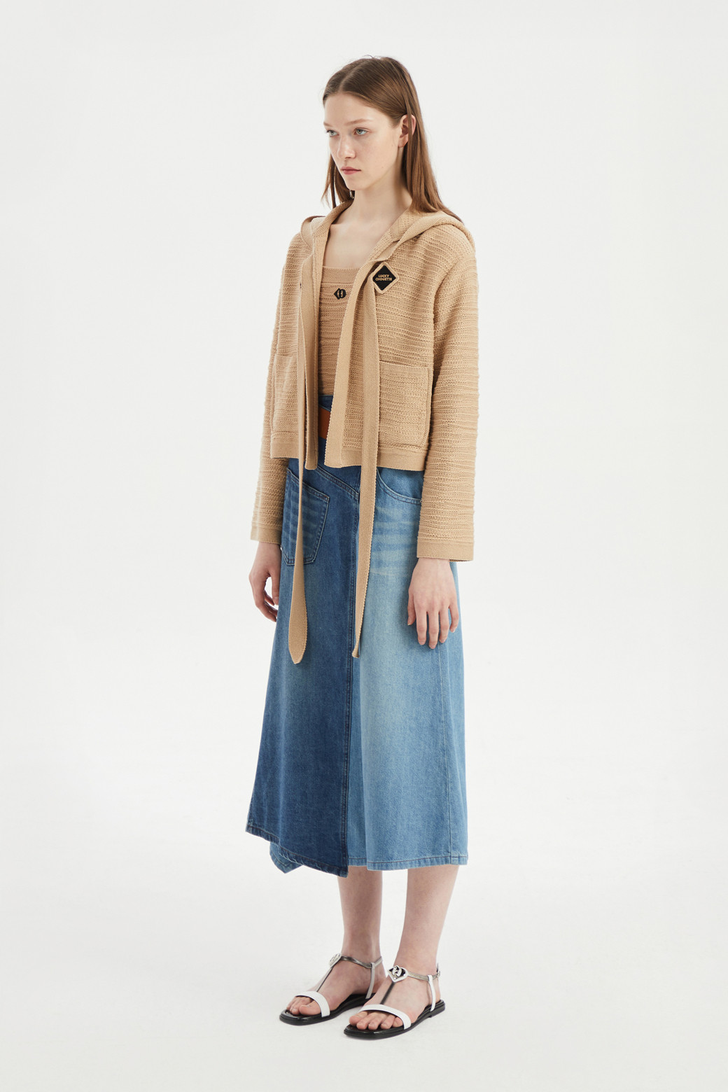 LUCKY CHOUETTE - 니트/가디건 - Strap-detailed Hooded Knitwear Cardigan