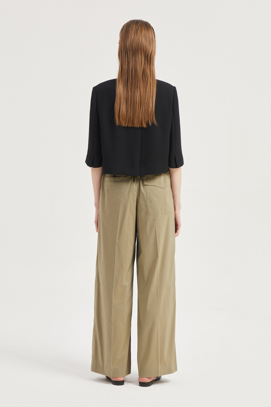 LUCKY CHOUETTE - 자켓 - Round-Neck Short-Sleeved Cropped Polyester Jacket