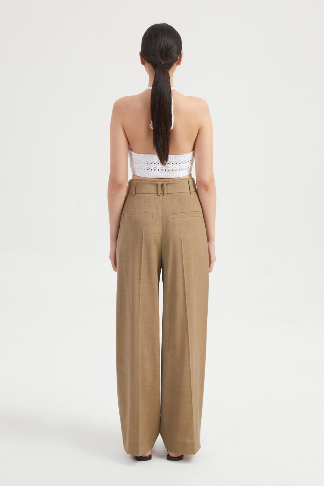 LUCKY CHOUETTE - 스커트/팬츠 - Wool Blend Wide Pants (With Belt)