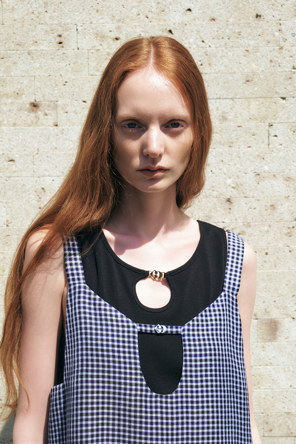 LUCKY CHOUETTE - 원피스 - Front Slit Gingham Check Long Dress