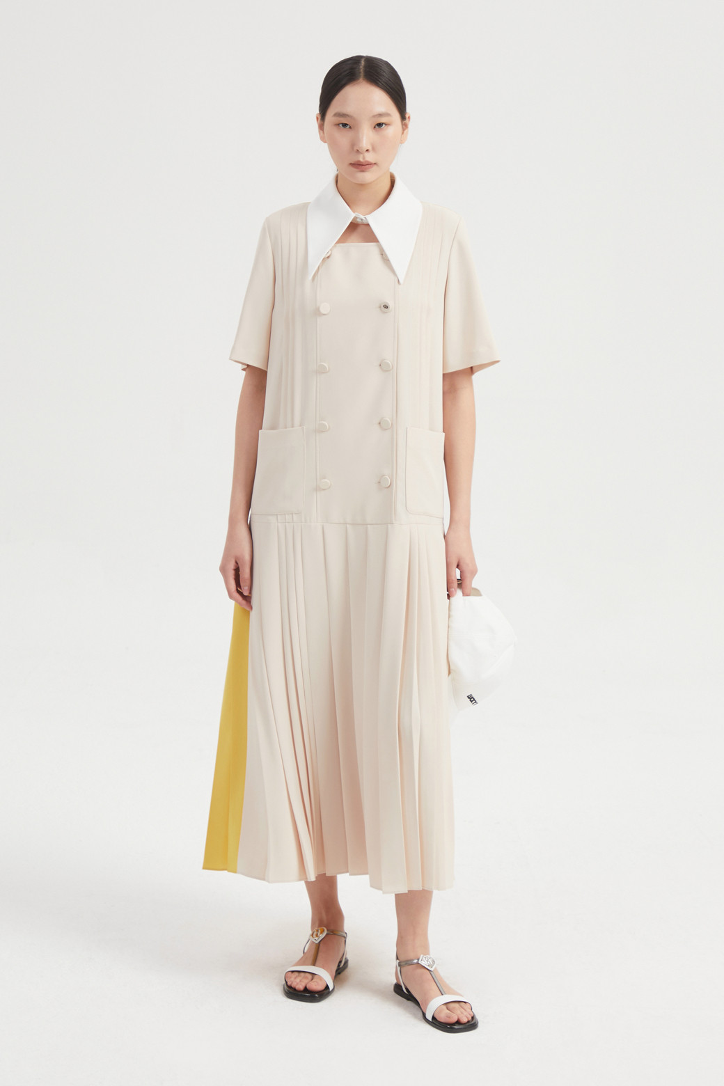LUCKY CHOUETTE - 원피스 - Pleats Long Dress (Detachable Collar)