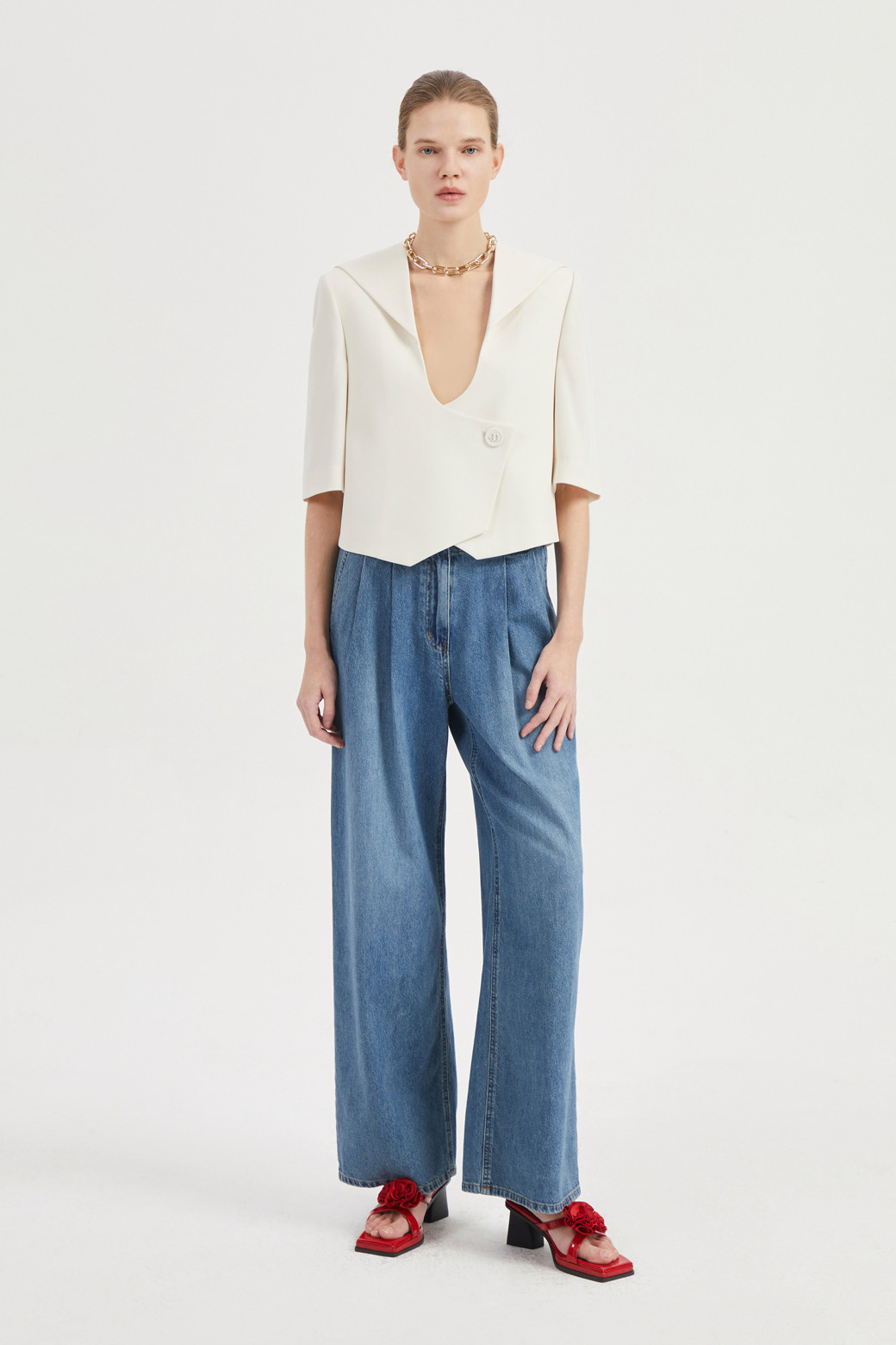 LUCKY CHOUETTE - 자켓 - [Atelier] Sailor Collar Crop Jacket