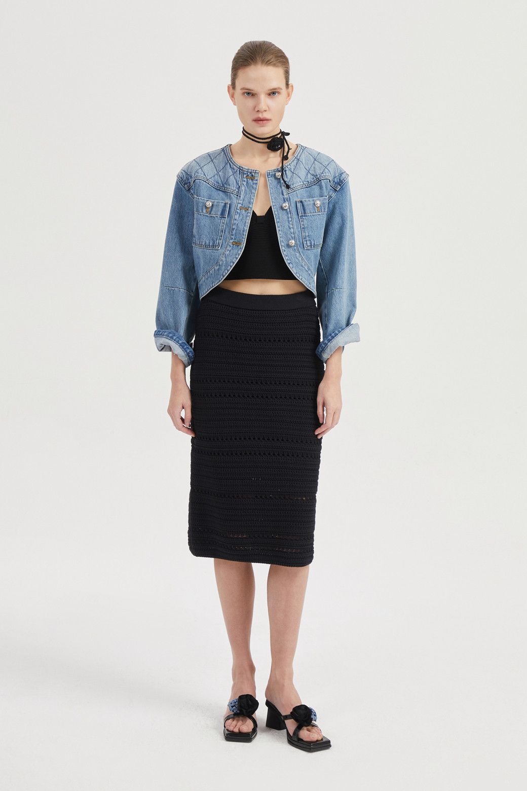 LUCKY CHOUETTE - 자켓 - [Atelier] Denim Crop Jacket