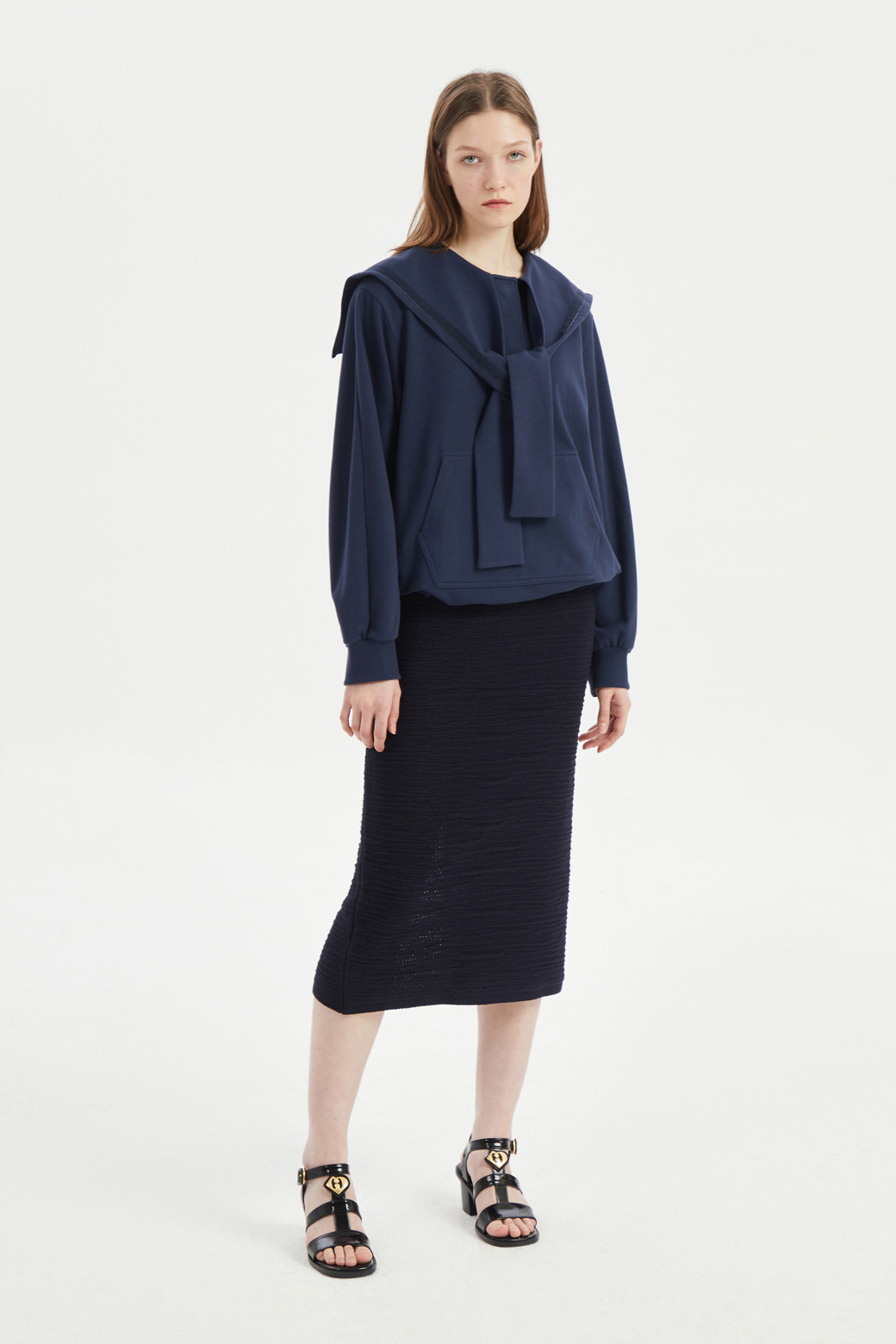 LUCKY CHOUETTE - 티셔츠 - Sailor Collar Anorak Long Sleeve T-shirt