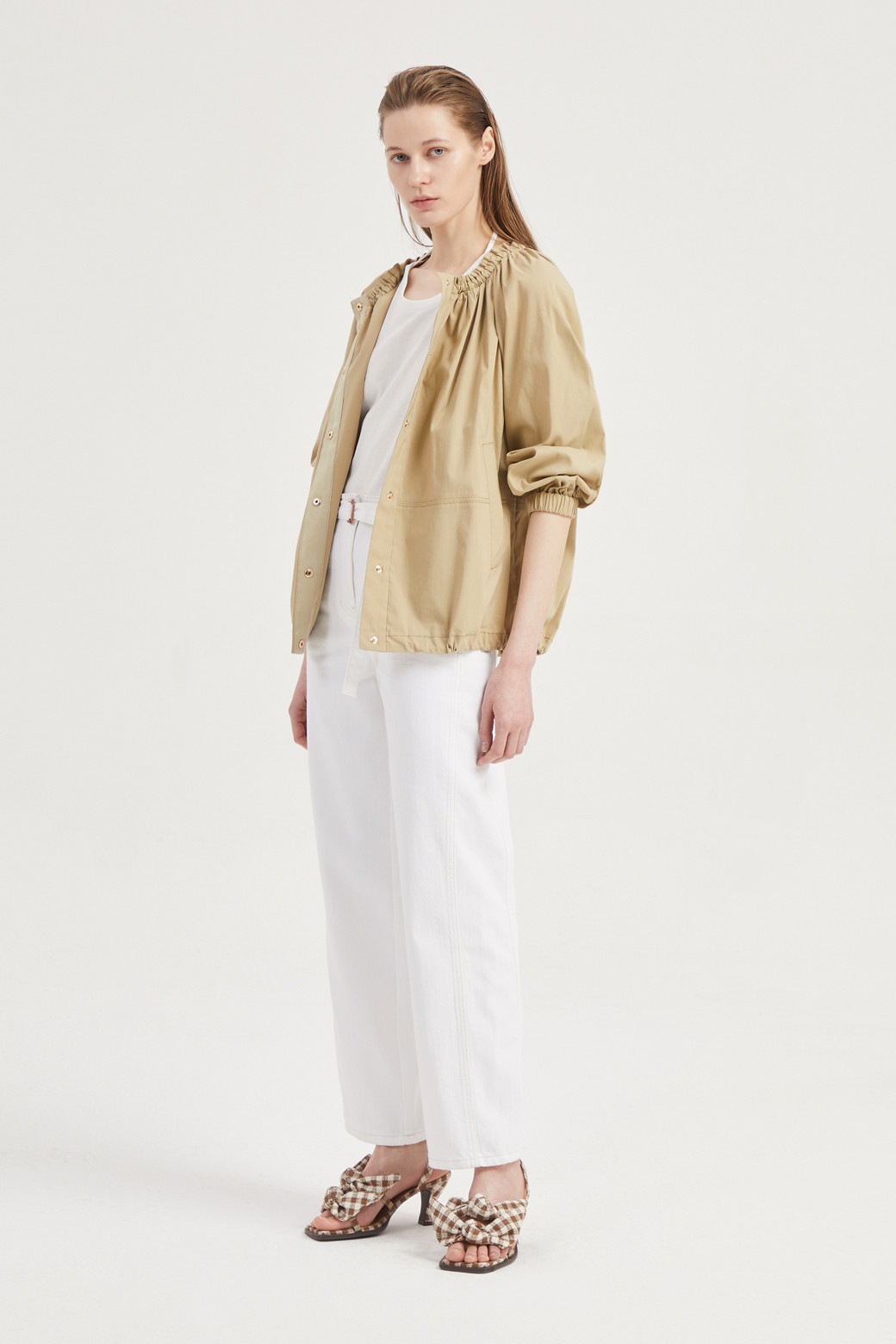 LUCKY CHOUETTE - 점퍼 - Round Neck Shirring Volume Jumper