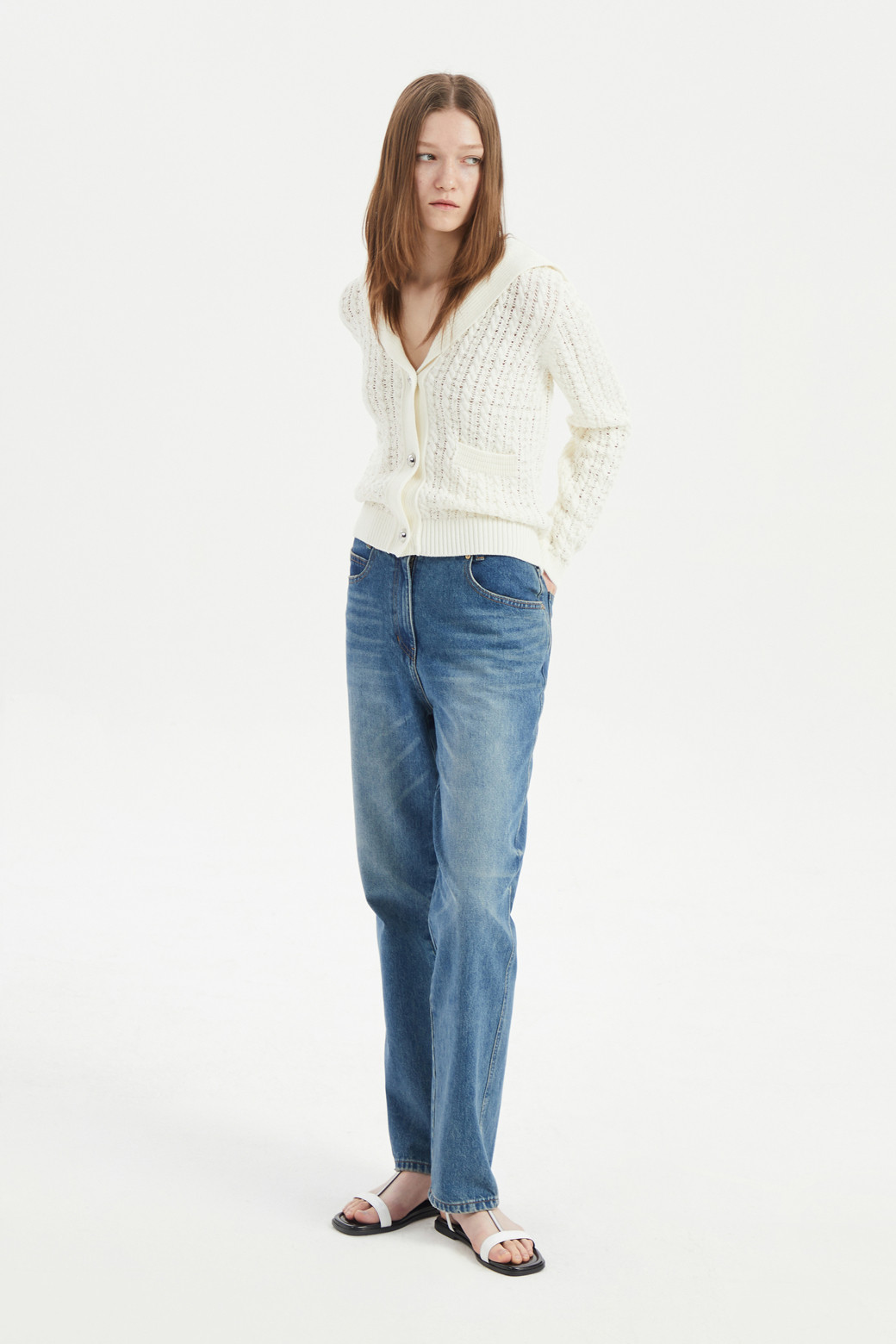 LUCKY CHOUETTE - 가디건 - Sailor Collar Knitwear Cardigan