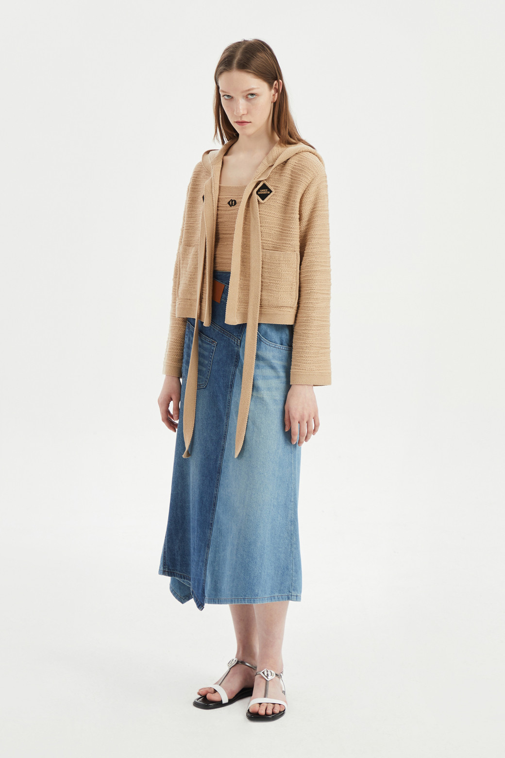 LUCKY CHOUETTE - 니트/가디건 - Strap-detailed Hooded Knitwear Cardigan