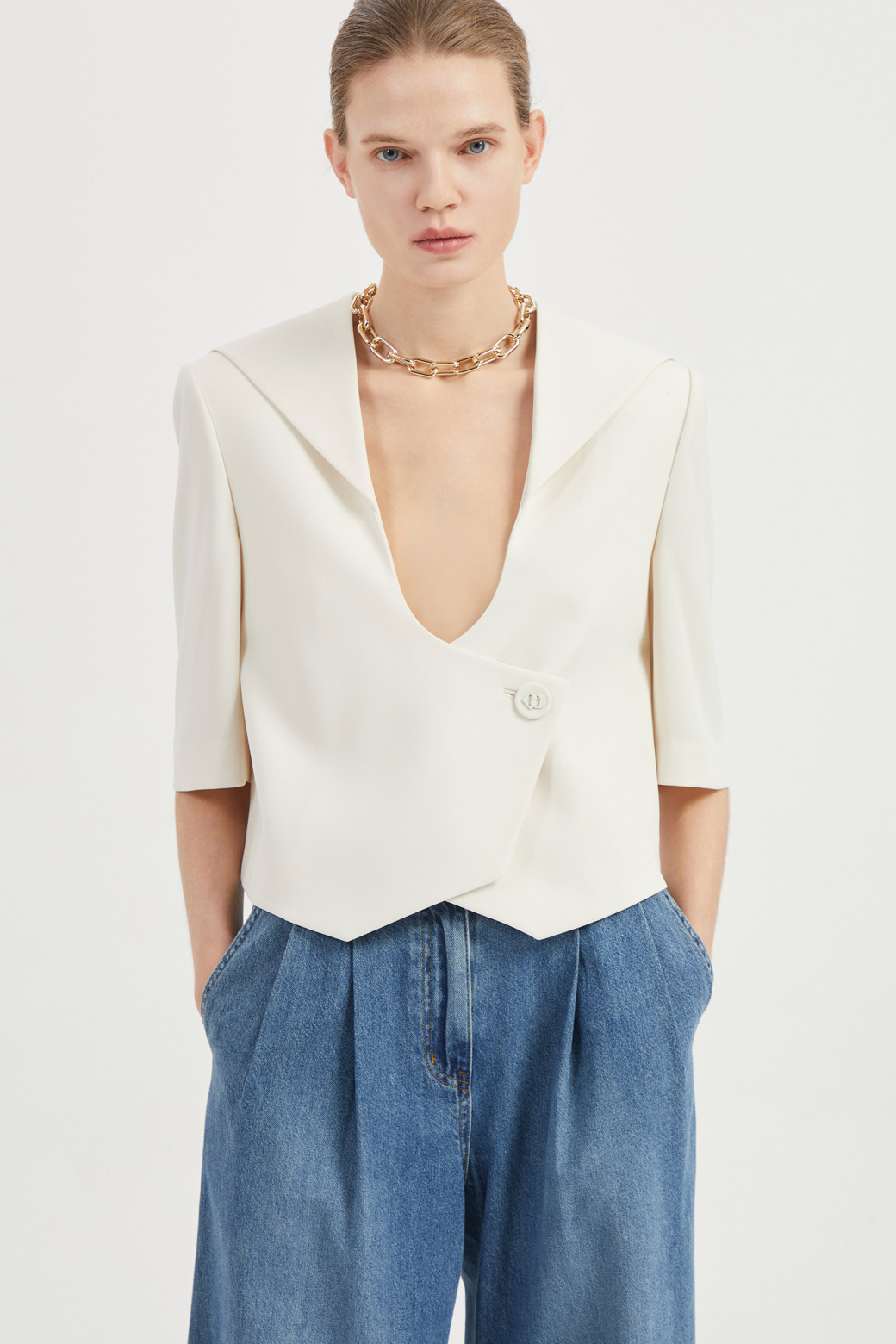 LUCKY CHOUETTE - 자켓 - [Atelier] Sailor Collar Crop Jacket