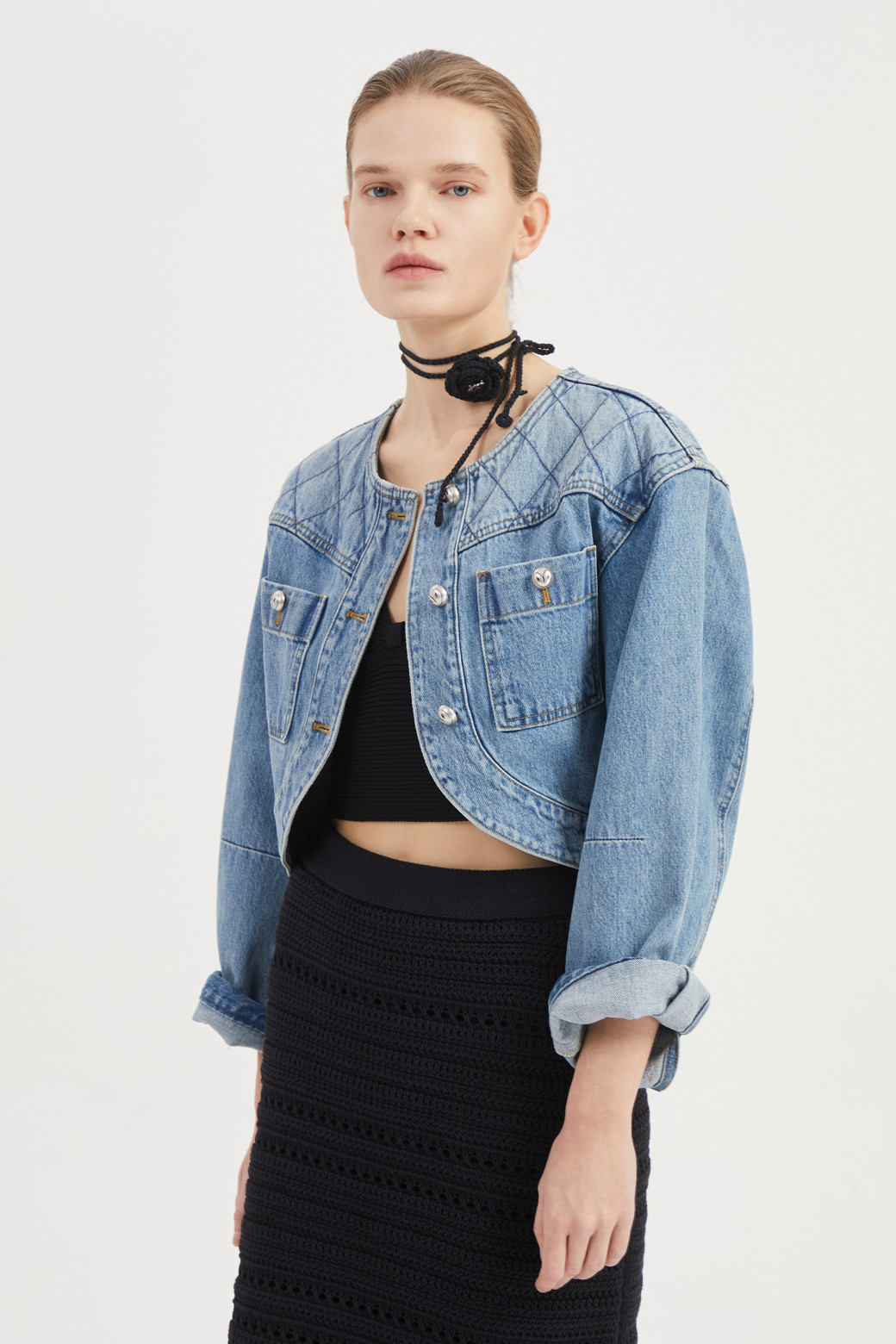 LUCKY CHOUETTE - 자켓 - [Atelier] Denim Crop Jacket