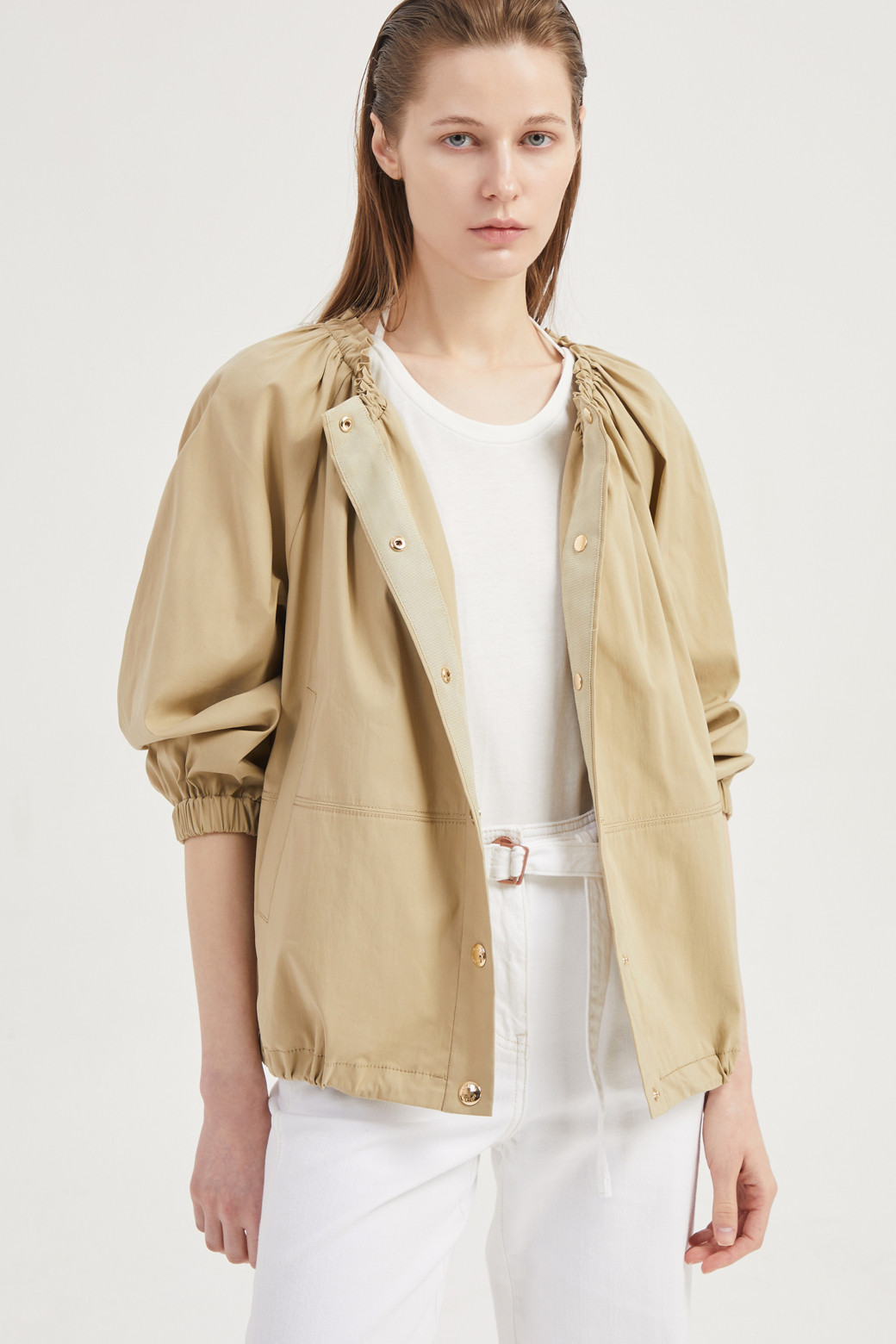 LUCKY CHOUETTE - 점퍼 - Round Neck Shirring Volume Jumper