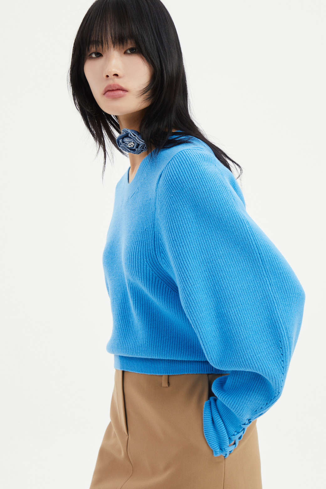 LUCKY CHOUETTE - 니트/가디건 - Sleeve Knitted Detail Knit