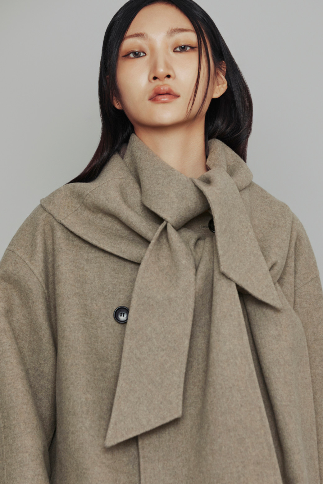 Atelier] Handmade Detachable Muffler Double Long Coat