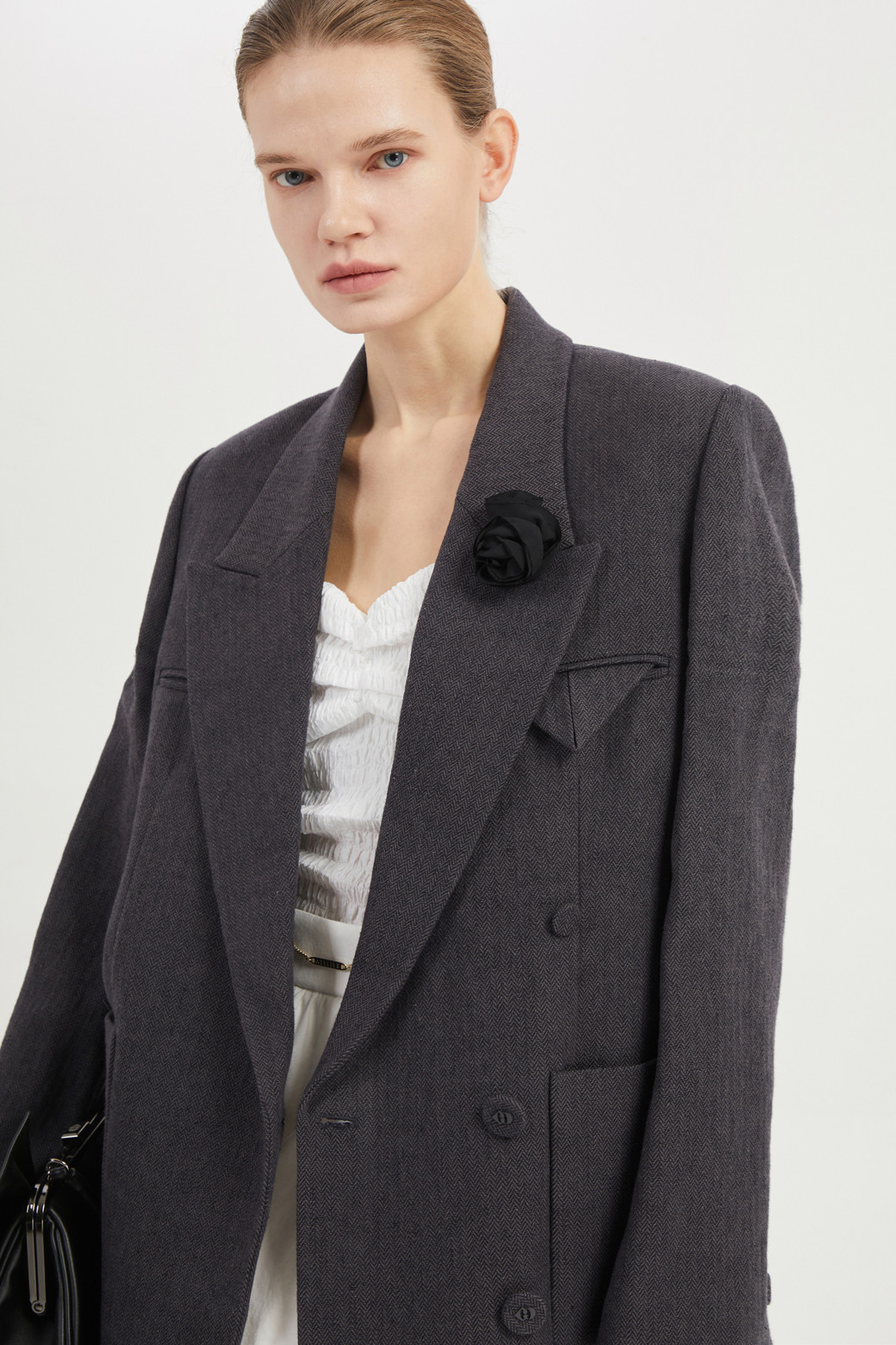 LUCKY CHOUETTE - 자켓 - [Atelier] Herringbone Tailored Jacket (1 Detachable Flower)