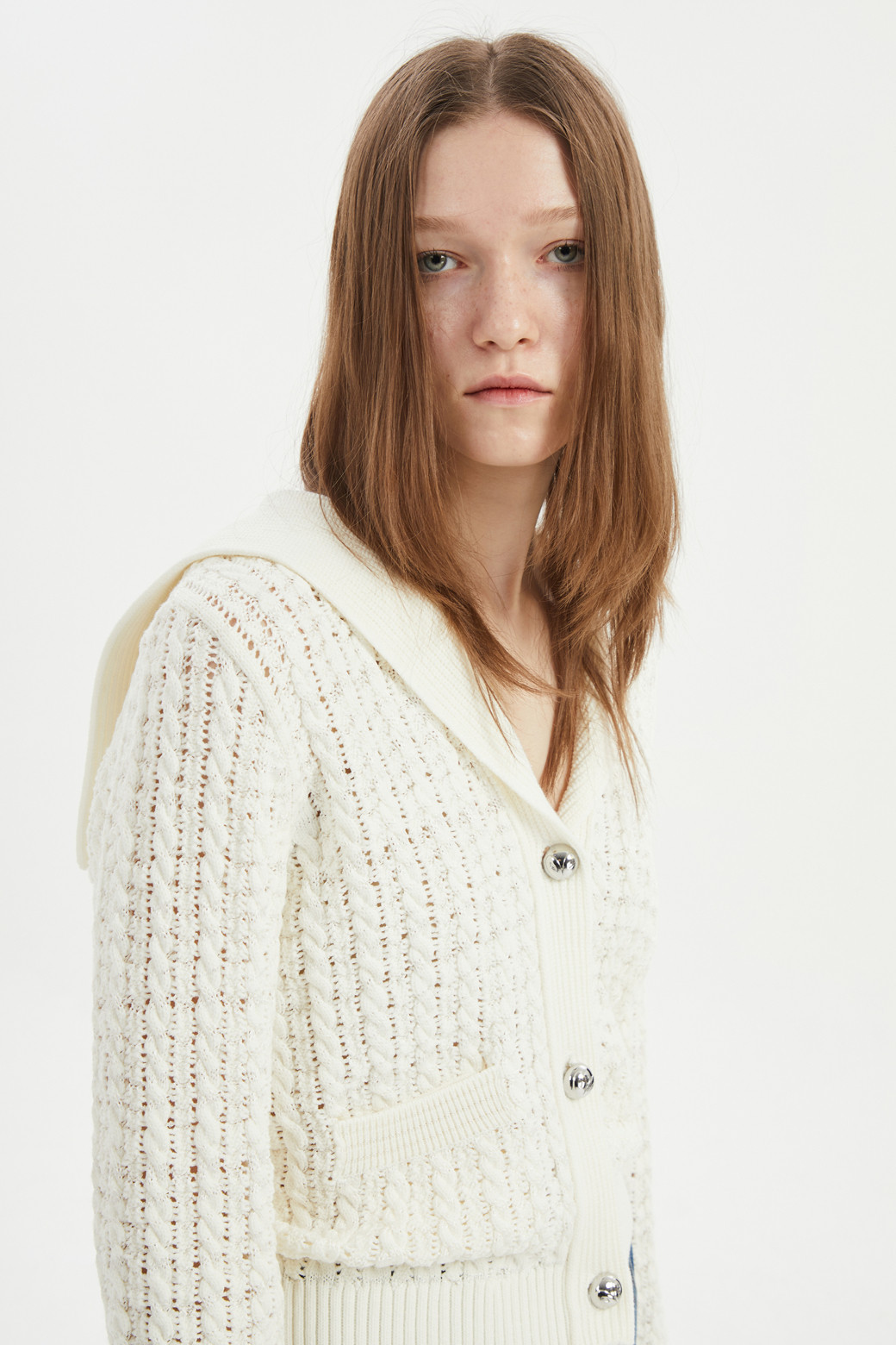 LUCKY CHOUETTE - 가디건 - Sailor Collar Knitwear Cardigan