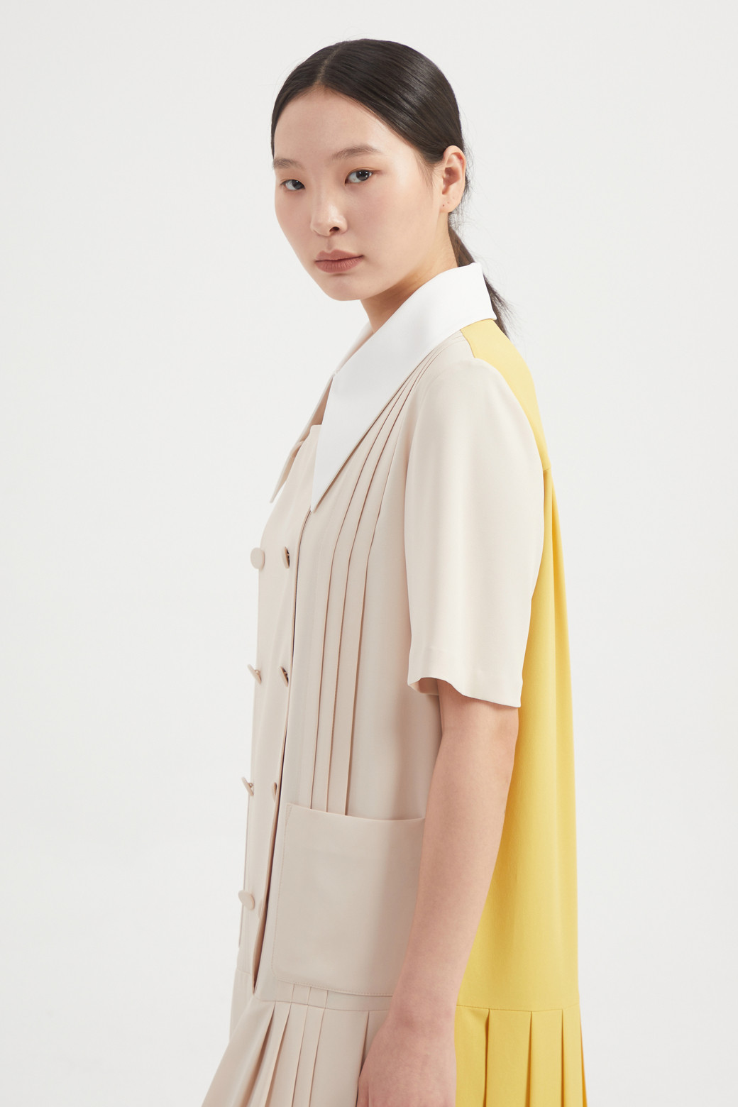 LUCKY CHOUETTE - 원피스 - Pleats Long Dress (Detachable Collar)