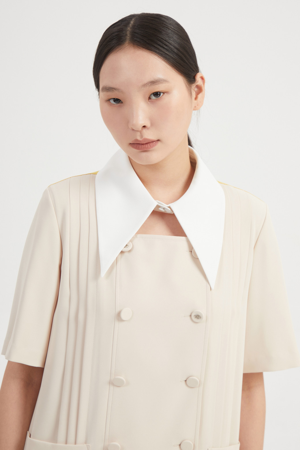 LUCKY CHOUETTE - 원피스 - Pleats Long Dress (Detachable Collar)