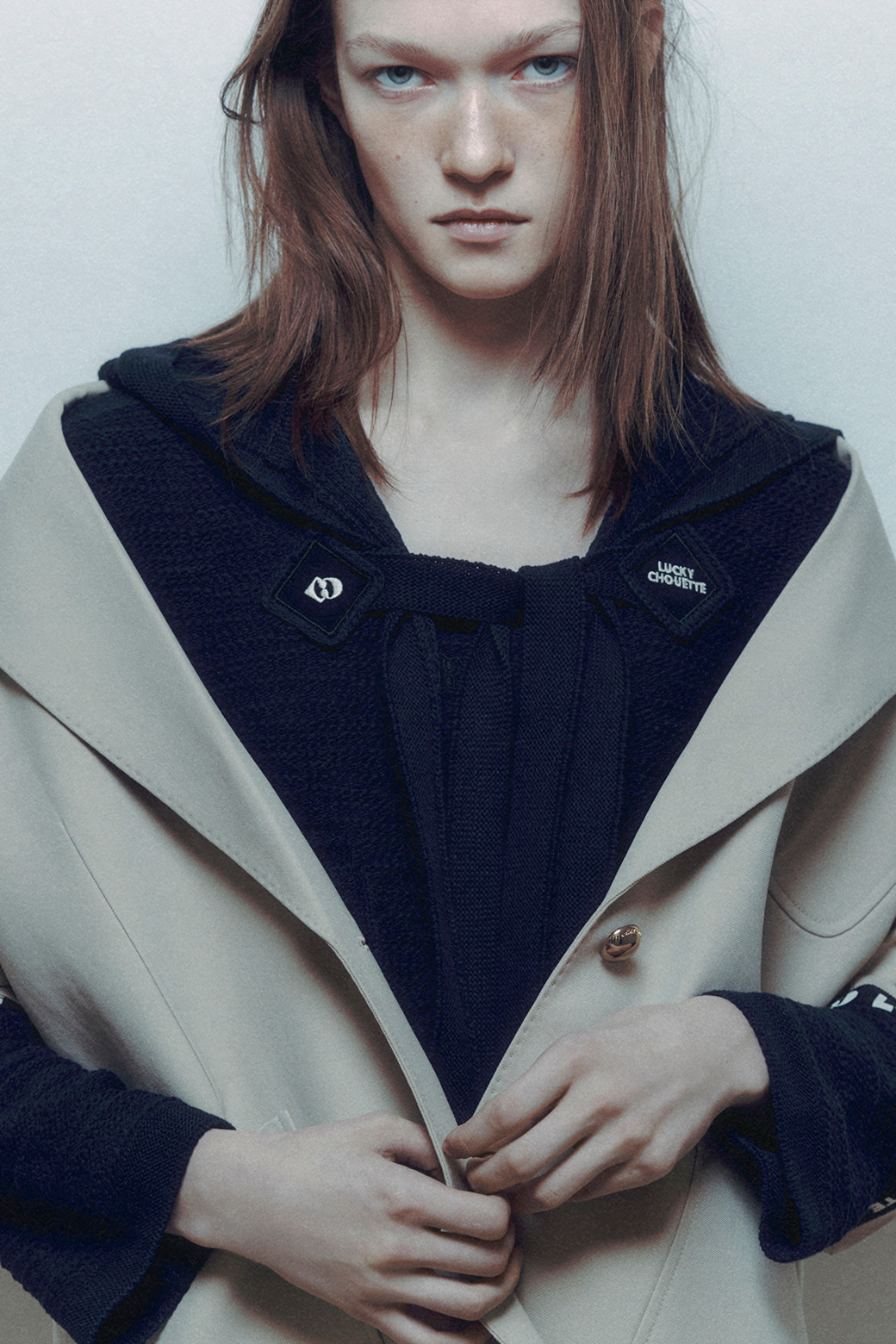 LUCKY CHOUETTE - 니트/가디건 - Strap-detailed Hooded Knitwear Cardigan
