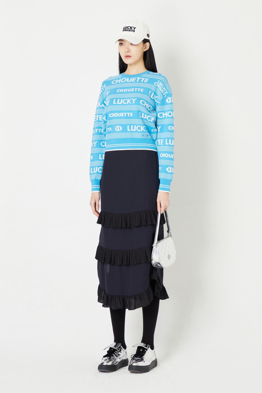 LUCKY CHOUETTE - 롱스커트 - Pleated Point Back Banding Long Skirt 