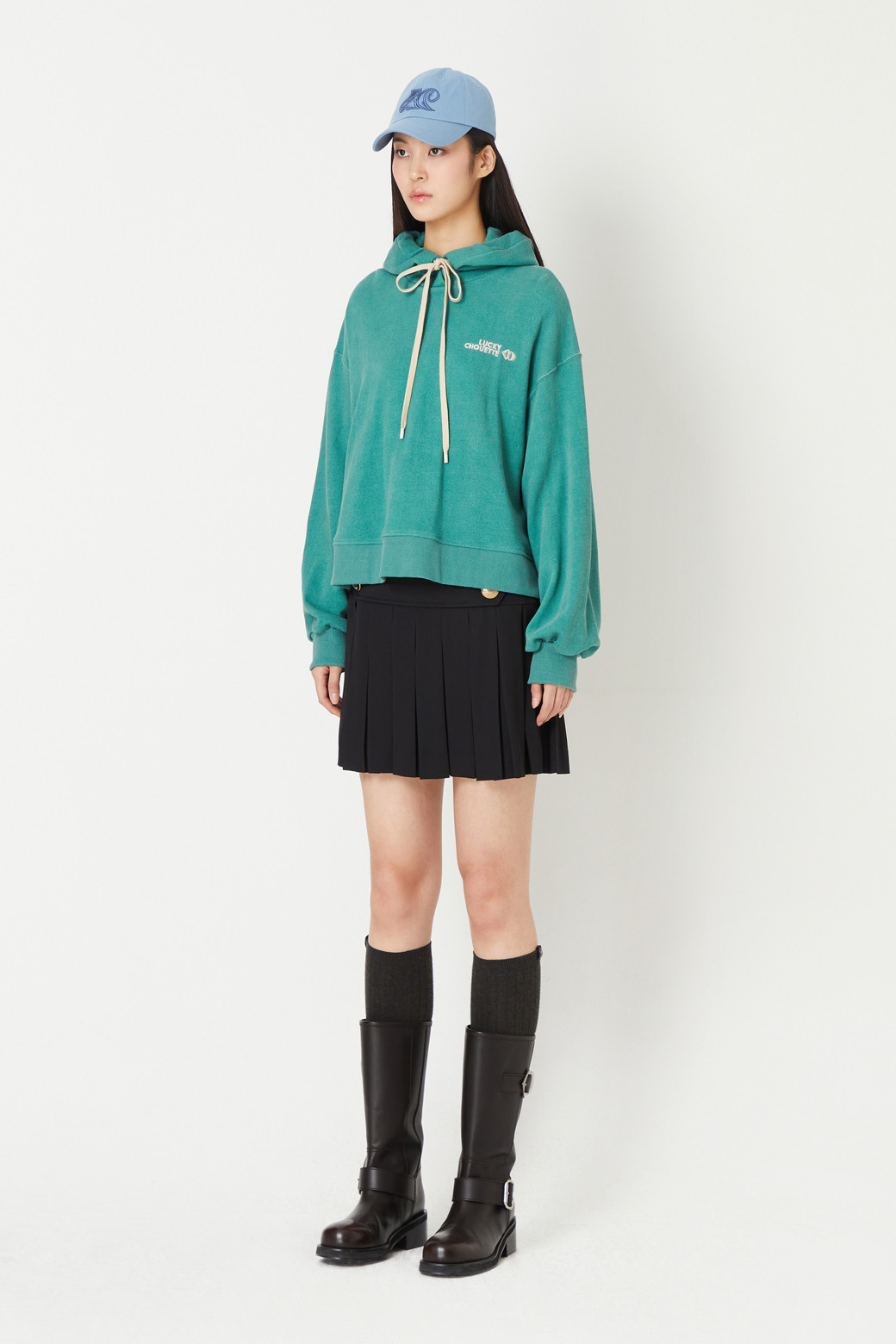 LUCKY CHOUETTE - 후디 - Embroidery Point Hood T-shirt