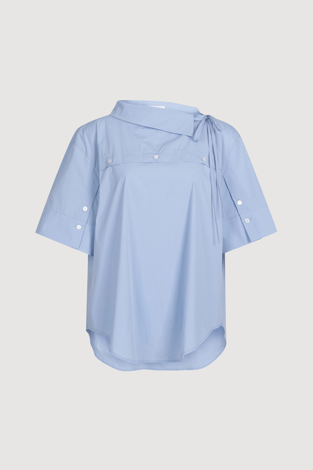 LUCKY CHOUETTE - 블라우스/셔츠 - Button Point Cotton Half Sleeve Blouse