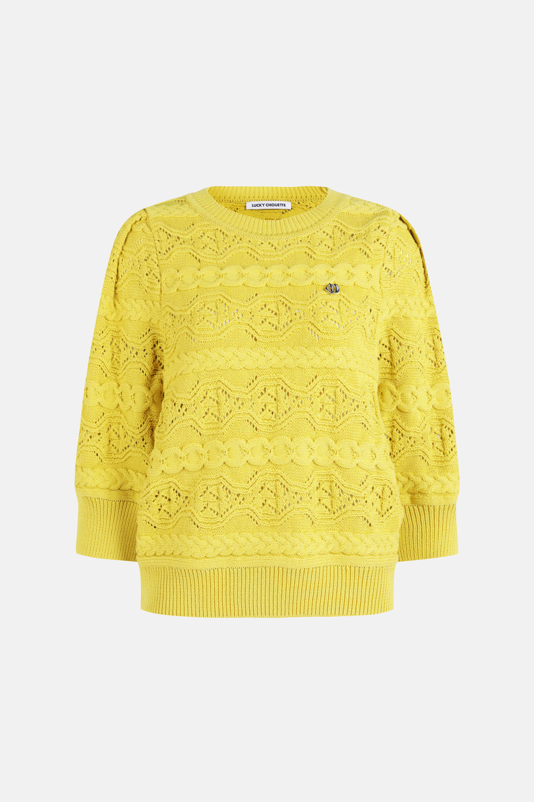 LUCKY CHOUETTE - 니트/가디건 - Cable Deformation Short Sleeve Knit Pullover