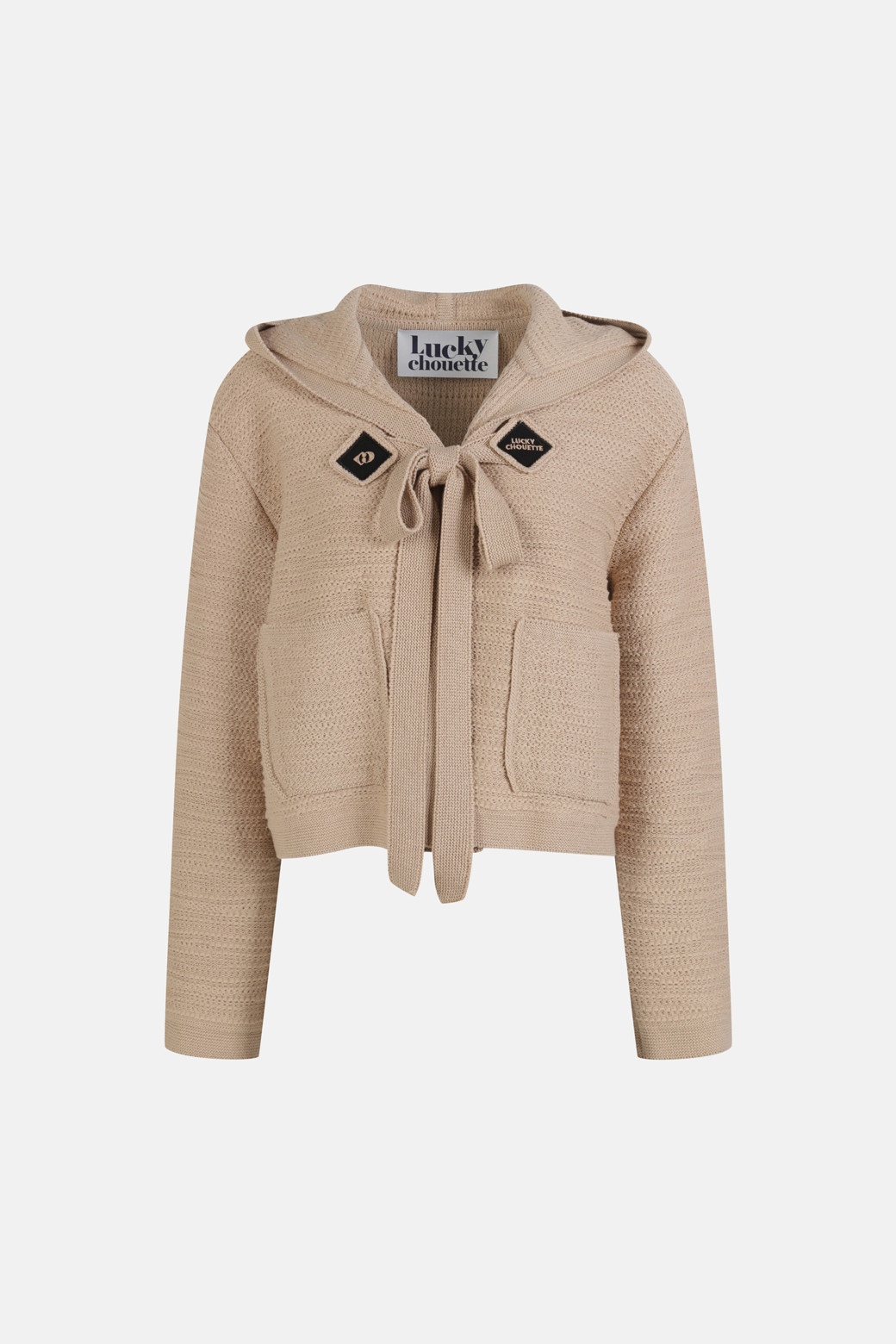 LUCKY CHOUETTE - 니트/가디건 - Strap-detailed Hooded Knitwear Cardigan