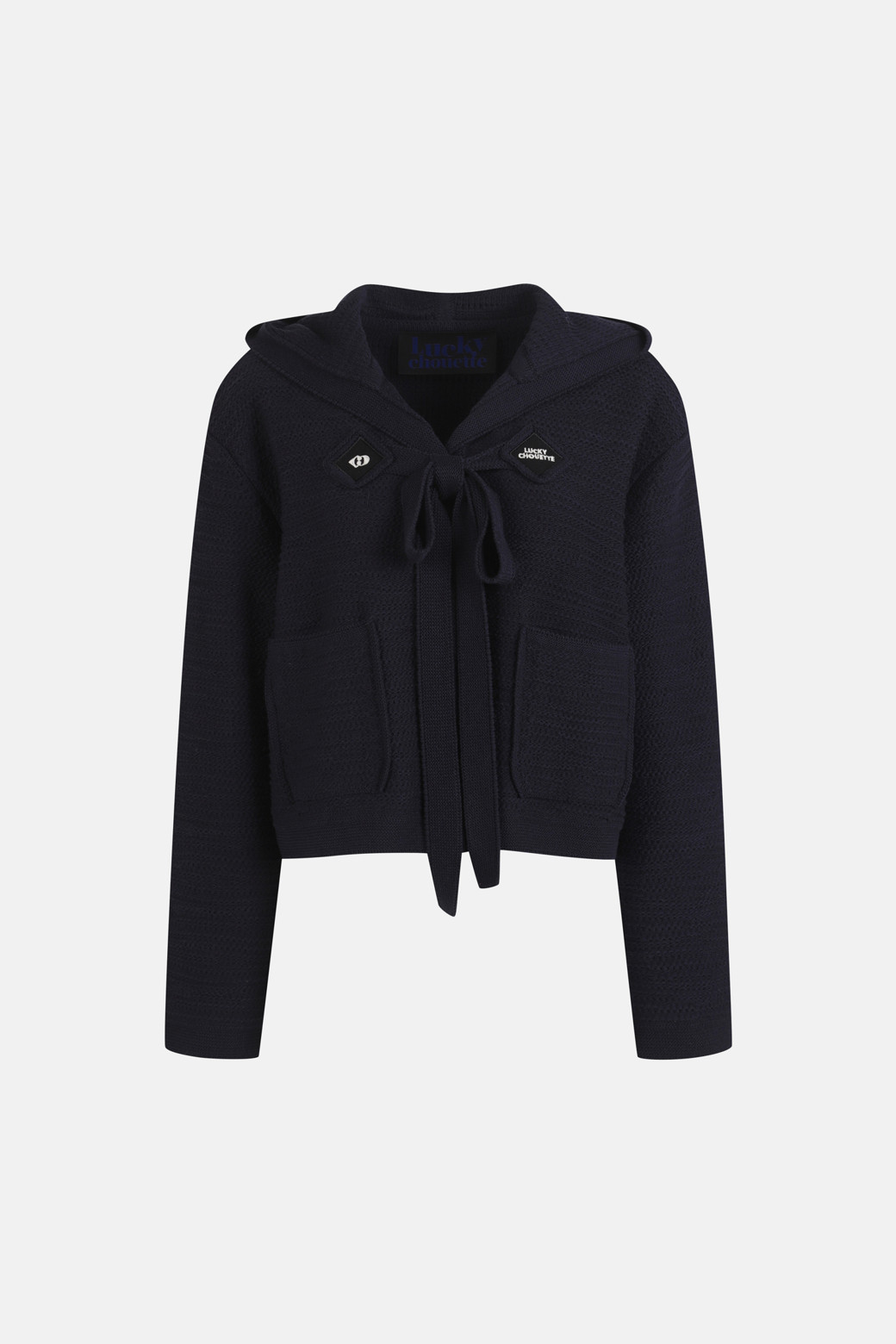 LUCKY CHOUETTE - 니트/가디건 - Strap-detailed Hooded Knitwear Cardigan
