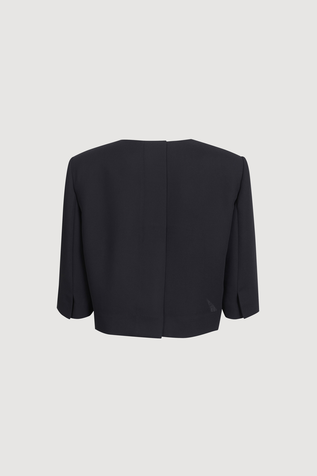 LUCKY CHOUETTE - 자켓 - Round-Neck Short-Sleeved Cropped Polyester Jacket