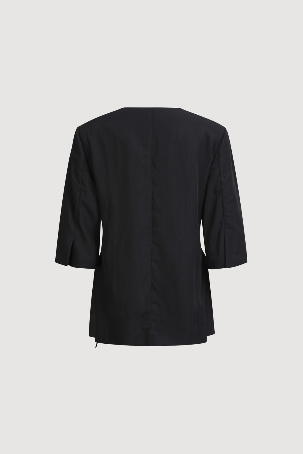 LUCKY CHOUETTE - 자켓 - Collarless V Neck Jacket (With Belt)