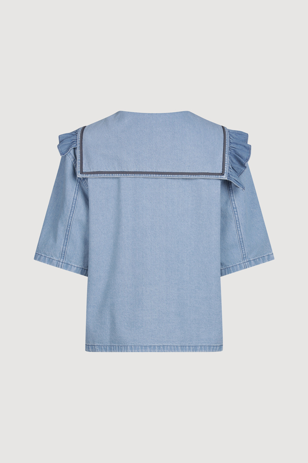 LUCKY CHOUETTE - 블라우스 - [Re-Order] Sailor Collar Denim Shirts