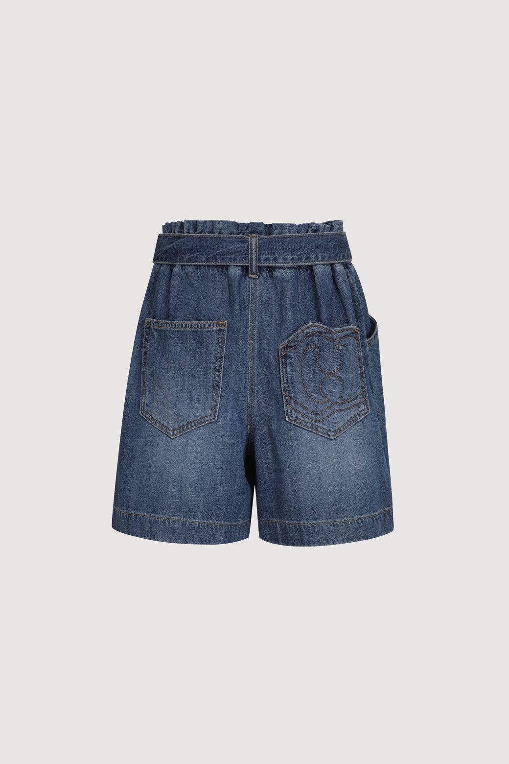 LUCKY CHOUETTE - 쇼트팬츠 - [Re-Order] Tuck Denim Shorts (With Belt)