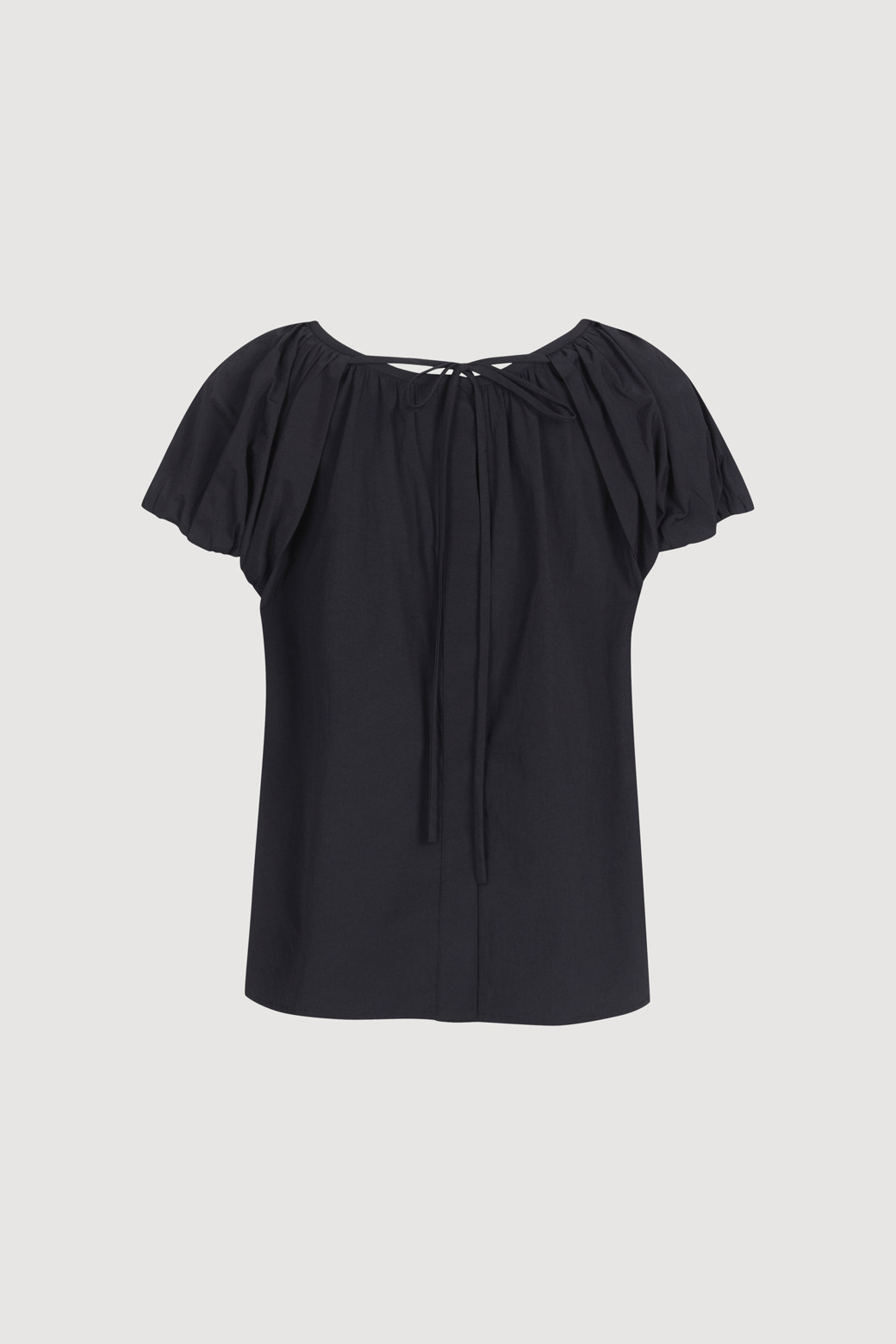 LUCKY CHOUETTE - 블라우스/셔츠 - Sleeve Volume Solid Short-Sleeve Blouse